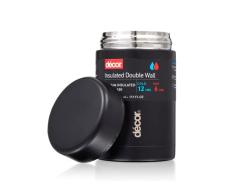 Décor Termo de alimentos aislado al vacío | 2 en 1 recipiente de alimentos de acero inoxidable caliente y frío | 520 ml – negro