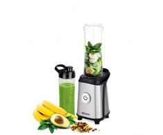 Becken Batidora de Vaso Individual, Mini Licuadora, 350W, Jarra de Plástico Resistente de 0.6L, 4 Cuchillas en Acero Inoxidable