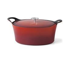 Cuisinox C61180WX38871 Volcan - Olla ovalada (hierro esmaltado, 35 cm, con tapa), color rojo