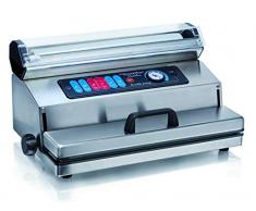 Magic Vac Jumbo Plus - Máquina de envasado al vacío profesional, bomba doble, 380 W, con portarrollos de bolsa, color plata