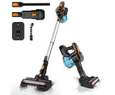 INSE Aspiradora Escoba sin Cable, Aspiradora Vertical 23Kpa de Motor sin Escobillas Batería Recargable Autonomía hasta 45 Minutos Depósito1.2L Silencioso Ligero para Mascotecas Suelo y Alfombra (S600)