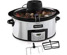 Crock-Pot AutoStir CSC012X Olla de cocción lenta digital para preparar todo tipo de recetas, 240 W, 5.7 litros, Acero Inoxidable, Gris Inox