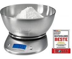 ProfiCook KW1040 Báscula de cocina digital con tazón, 5 kg pasos 1 g, función tara, 2 litros, Acero Inoxidable, Gris