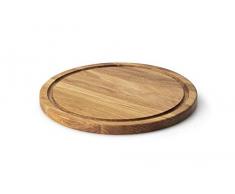 Continenta 4105 Carne con Ranura de Zumo, de Roble, diámetro 28 x 1,8 cm, Tabla para jauses, Pan y Servir, Platos de Postre con Aceite