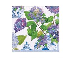 Caspari Servilletas de papel de hortensias y porcelana, 20 unidades por paquete