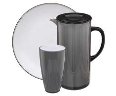 Juego de vajilla en poliestireno gris WellHome.