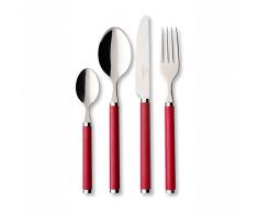 Villeroy & Boch Play Roses - Cubertería para hasta 6 personas, 24 piezas, acero inoxidable, mango de plástico rojo