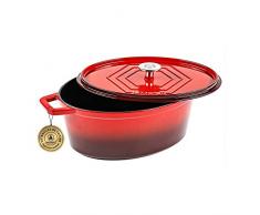 Laguiole - Olla de hierro fundido esmaltado ovalado rojo 31 x 23 cm - 5,7 L