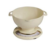 Premier Housewares - Báscula de cocina redonda con cuenco (5 kg), color crema