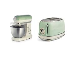 Ariete 1588/04 Robot de Cocina, Color Verde + 155/14 Tostador 2 ranuras anchas, vintage, 6 posiciones