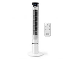Black+Decker – BXEFT49E Ventilador de torre digital oscilante con mando a distancia extra alto 102 cm y silencioso, 3 velocidades, Temporizador 12h, Temperatura ambiente, Blanco