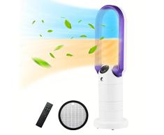 Calentador eléctrico cerámico & purificador de aire HEPA & ventilador de Torre sin cuchillas de 3 en 1, 29 pulgadas de 9 velocidades con temporizador remoto,Violeta