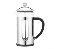 Café Olé Desire 18/10 Cafetera de acero inoxidable con vaso de vidrio resistente al calor, 8 tazas, 1 litro