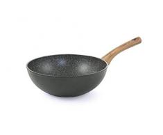 Galileo Casa 2192510 Wok 28 forjado negro rugoso INT.mármol m/madera, aluminio