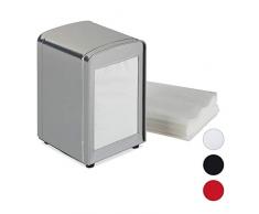 Relaxdays, Plateado, 15 x 9,5 x 11 Servilletero de Mesa Retro para Bar, CafeterÃ­a y HeladerÃ­a, Acero