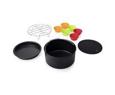 Princess 01.182012.01.001 - Juego de accesorios para freidora de aire caliente XXL (bandeja de 5,2 litros, molde, soporte para barbacoa, UVM, 182012), color negro