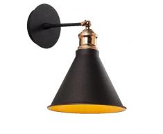 Homemania Lámpara de pared, metal, negro, cobre, oro