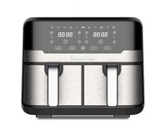 MasterPRO Rocket Duo 900 | Freidora Sin Aceite Doble | Color Negro | Capacidad de 9 L y 2400 W | Pantalla LED Táctil y Cesta Antiadherente | Freidora de Aire | 11 Funciones Diferentes en 1