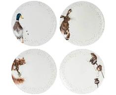 Portmeirion Home & Gifts WN4077-XB Platos para cupé de 26,67 cm, juego de 4 unidades, cerámica