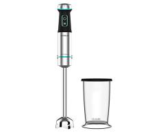 Cecotec Batidora de mano Power TitanBlack 1200 XL. 1200 W, Tecnología CrossBlades con cuchillas de 4 hojas, Pie XL, Campana antisalpicaduras, Selector de velocidad, Incluye vaso 800ml