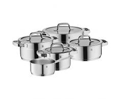 WMF Compact Cuisine - Juego de ollas para inducciÃ³n, 5 piezas, con tapa de cristal, acero inoxidable Cromargan pulido, juego de ollas sin recubrimiento, escala interior