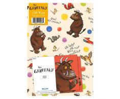 The Gruffalo - Papel de regalo, 4 hojas, 4 etiquetas, tamaño de la hoja, 70 x 50 cm, producto oficial con recursos responsables