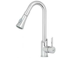 Cata - Grifo CDA, Monomando extraible, Cartucho ceramico, Can~o extraible (60cm max.), giratorio y aireador, Selector de chorro de agua, normal o ducha. Accesorios: Tubos de conexion flexibles