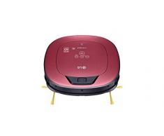 LG VR9624PR Hombot Turbo Serie 11 - Robot aspirador programable con doble cámara, limpieza a distancia vía Smartphone, para casas con mascotas, niños y alfombras, color rojo metalizado