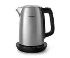 Philips Hervidor de Agua - 1.7L, Control Temp, Conservación Calor, Tapa con Resorte, Indicador Luminoso, Acero Inox, Base con Giro (HD9359/90)