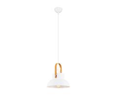 Homemania Lámpara de techo, metal, blanco, madera