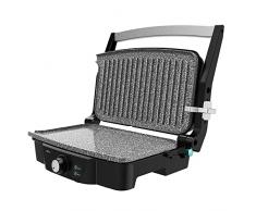 Cecotec Parrilla Eléctrica Rock’nGrill 1500 Stone Ceramic Mix&Grill. 1500 W, Grill, Parrilla, Plancha y Sandwichera, Revestimiento Cerámico, Superfie Mixta, Apertura 180º, Cajetín Recogegrasas
