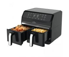 Just Perfecto Freidora Aire XXL 8L - air fryer 2 recipientes independientes XXL caliente con 1700W -freidora sin aceite con pantalla LED táctil - freidoras de aire con cesta antiadherente, temporizador - 8 Modos air fryer