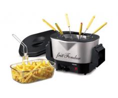Nova 170111 Retro Frit Fondue China, Chocolate, Queso y Aceite, 1300 W, Negro, Plata