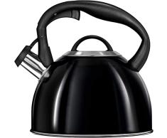 Smile MCN13/C Tetera con Silbato, Hervidor de Agua Retro, Inducción, Vitrocerámica, Todo Tipo de Cocinas, 3 L, Acero Inoxidable, Mango Tacto Frío, Diseño Vintage, Negra