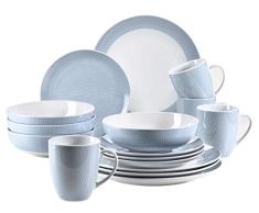 MÄSER 931564 Kitchen Time II - Vajilla para 4 personas (porcelana, 16 piezas), color azul pastel