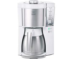 Melitta Look V Therm Perfection 1025-15, Cafetera de Goteo, Jarra Térmica, Protección Antical, Depósito Extraíble, 1,25 Litros, Blanco