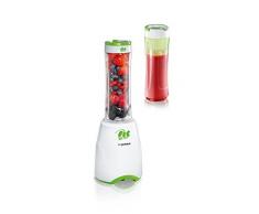 SEVERIN SM 3735 Batidora Smoothie Mix & Go, 300 W aproximadamente, 600 ml, incluso 2 vasos con tapa, color blanco y verde