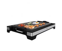 Cecotec Plancha de asar eléctrica Tasty&Grill 2000 Inox LineStone. Potencia 2000 W, Acabados acero inoxidable, Termostato regulable, Superficie Grill, Revestimiento RockStone, Apta lavavajillas