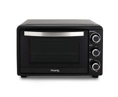 H.Koenig FO25 Eléctrico Sobremesa, Horno Encimera, Capacidad de 25 litros, 1500 W, 4 Modos, Temperatura hasta 230ºC, Tiempo hasta 60 Mins, Termostato, Acero Inoxidable, Negro