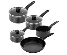 KUHN RIKON Easy Induction Juego de 5 cacerolas de 16/18/20 cm, 24 cm, sartén de Leche de 16 cm, Apta para inducción, Aluminio