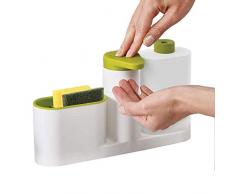 kabinga 10 Esponja para Lavar Platos Estante de Almacenamiento Suministros de Cocina Fregadero multifunción detergente dispensador Botella de jabón de Manos. Verd, Blend