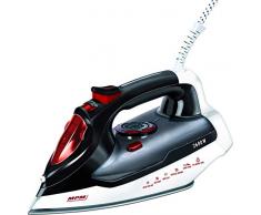 MPM MZE-17 Plancha de Ropa Suela Cerámica, Vertical, Golpe de Vapor, auto limpieza, anti goteo, 7 Funciones, depósito 430 ml, Apagado automático, 2600 W, 0.43 litros, blanco y gris