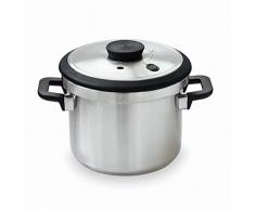 LACOR - 71786 - Olla a presión Súper rápida con Asas Termorresistentes Sicuro - Inducción - Acero Inoxidable 18/10 - Fondo termodifusor - 6L - 22cm.