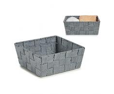 Cesta Tela Trenzada Gris (18 x 8 x 21 cm)