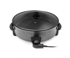 Tristar PZ-9145 – Paellera, Cazuela Eléctrica Multifunción con Tapa de Cristal, Diámetro 40 cm, Profundidad 7 cm, Recubrimiento Antiadherente, 1500 W, Termostato Ajustable y Extraíble, Negro