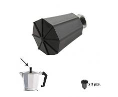 ORYX 5056140 Pomo Cafetera Aluminio Classic 2/3 / 6/9 y 12 tazas (3 piezas)