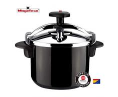 MAGEFESA Â® Castel olla a presiÃ³n rÃ¡pida tradicional de 6 litros negra, cuerpo con recubrimiento cerÃ¡mico y nÃºcleo de acero, tapa de acero inoxidable, fÃ¡cil uso, apta para inducciÃ³n total, express