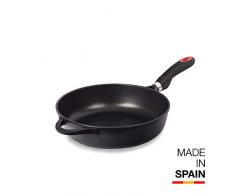 Valira Black - Sartén Premium de 24 cm honda hecha en España, aluminio fundido con antiadherente reforzado, apta para inducción