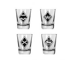 SET 4 MINI VASOS LOGOS BATMAN V SUPERMAN DC