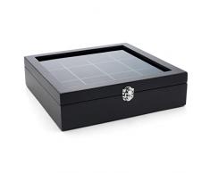 Bredemeijer Caja para bolsas de té (12 compartimentos, con ventana), color negro